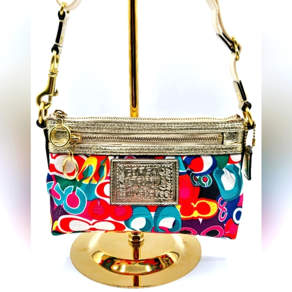 COACH POPPY Crossbody Nylon Op C Print Vibrant Colors